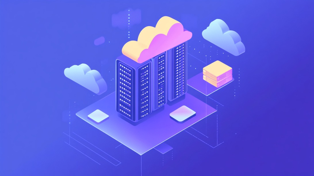 Ilustracija servera povezanih sa oblakom, simbolizujući cloud hosting infrastrukturu